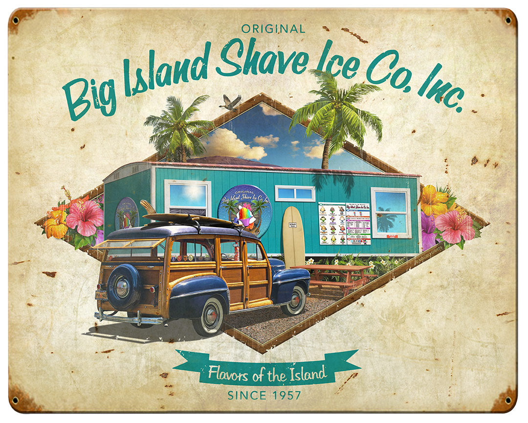 Big Island Shave Ice Vintage Metal Sign