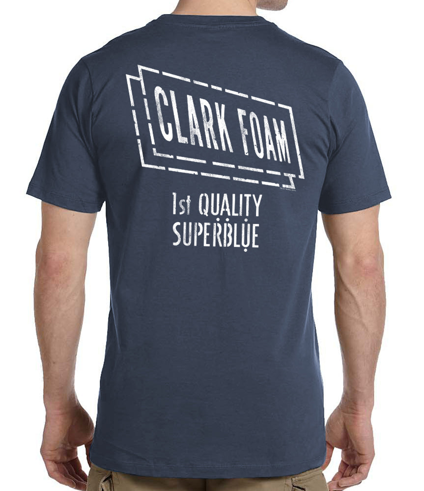 Clark Foam Super Blue Retro Stencil T-Shirt