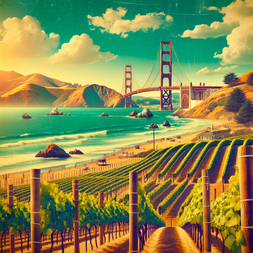 A_vintage-inspired_image_capturing_the_beauty_of_California._The_scene_includes_iconic_California_elements_like_the_Golden_Gate_Bridge_expansive_beach