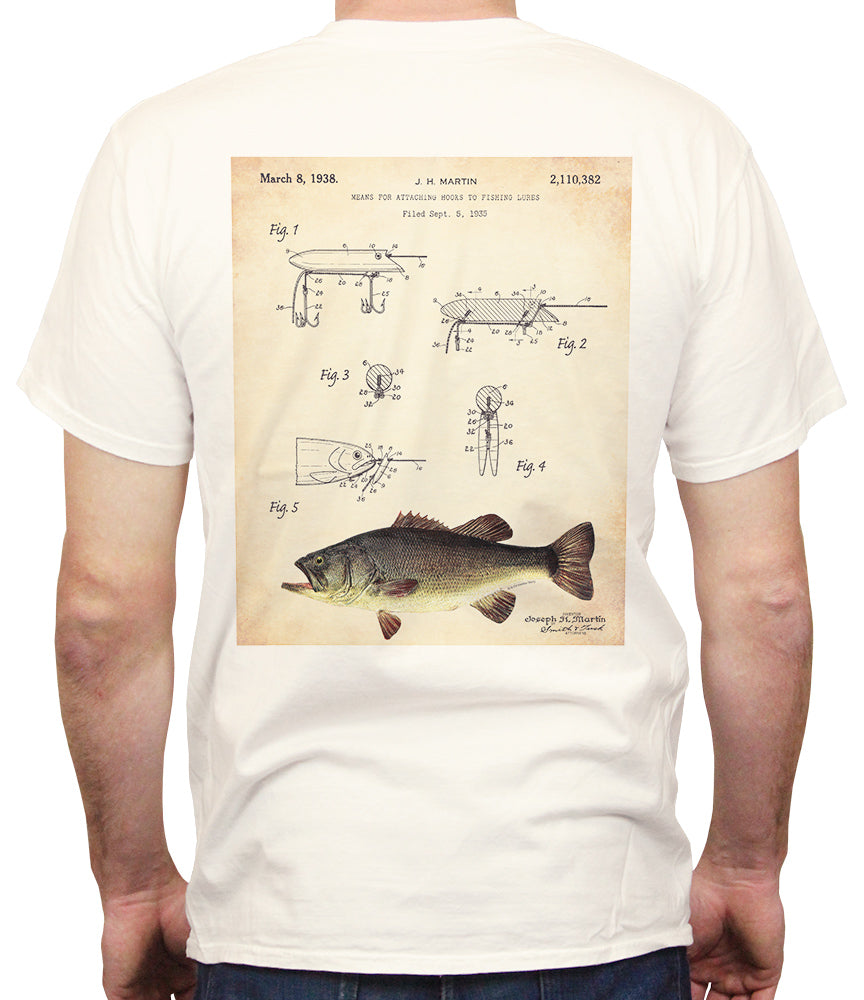 are fishing lures patented (Official) Martin Fish Lure Co. | Bass Lure Patent T-Shirt Short Sleeve | Authentic Vintage Apparel | Parchmen