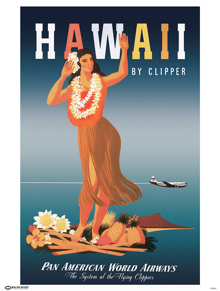 Pan Am Hawaii Hula Poster