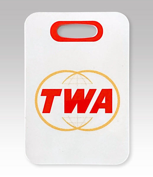 TWA Luggage shops Flight Bag Logo White Piping Zipper Vintage Carry On Metal Stud Feet