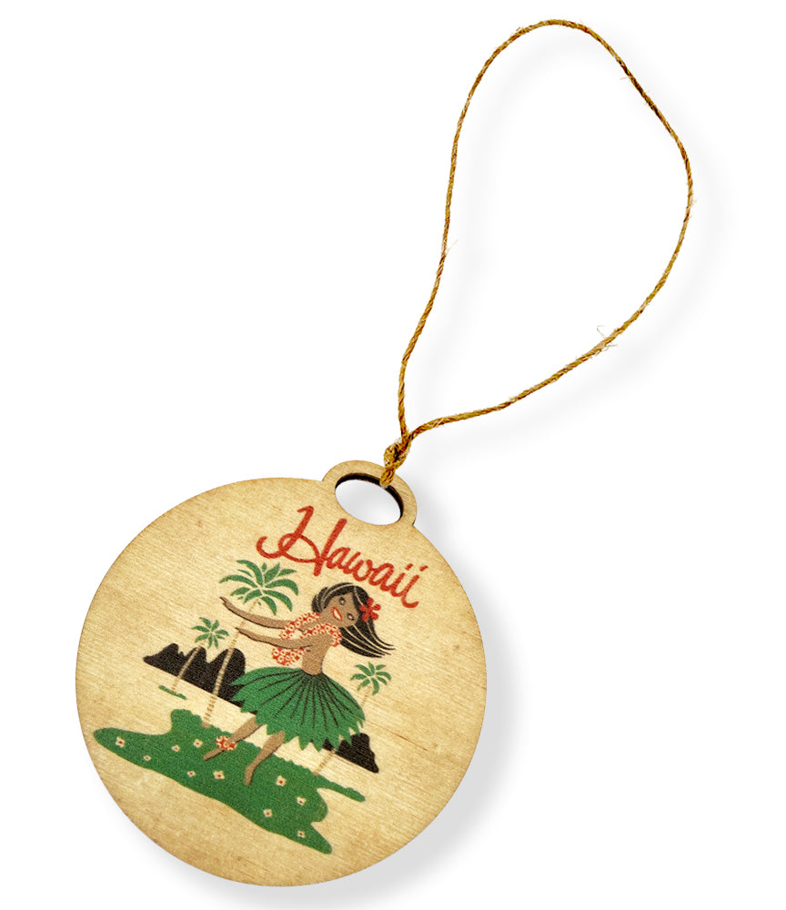 Hula Girl Wooden Ornament