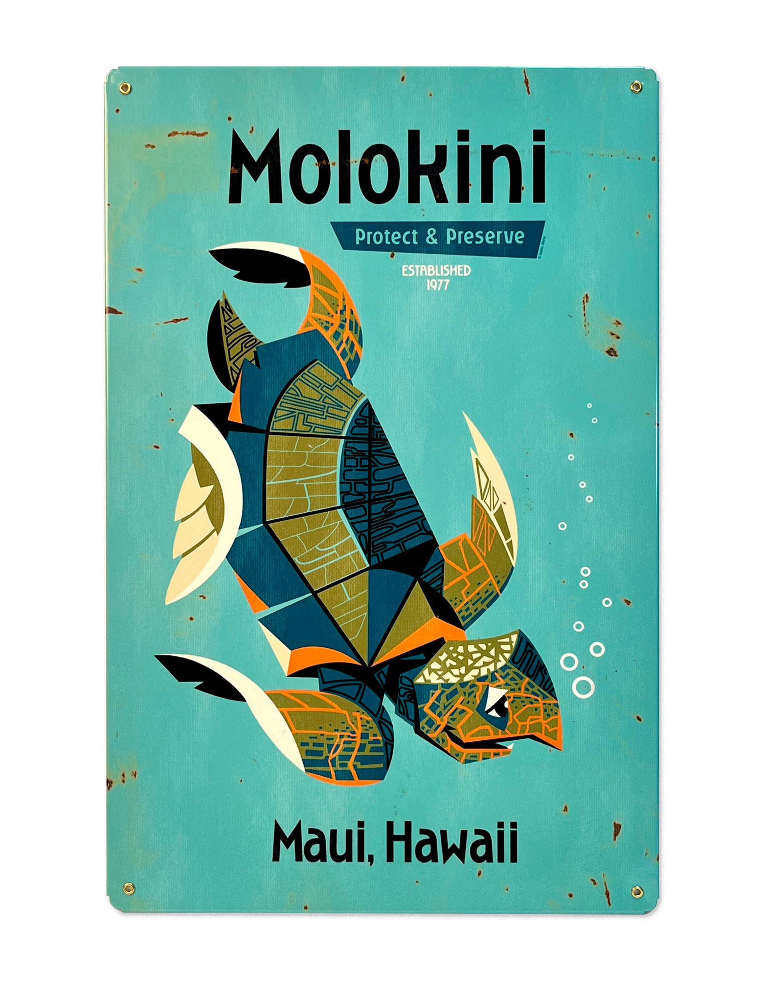 Molokini Turtle Metal Sign