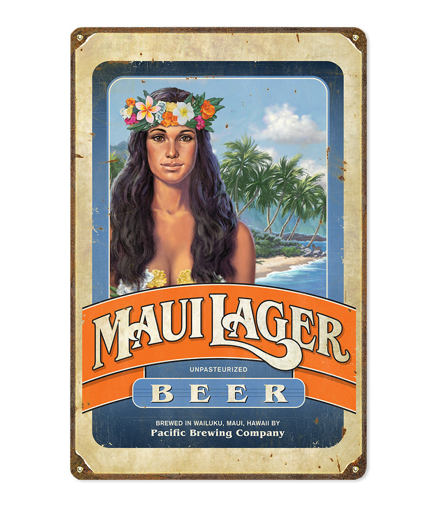 Maui Lager Beer Vintage Metal Sign