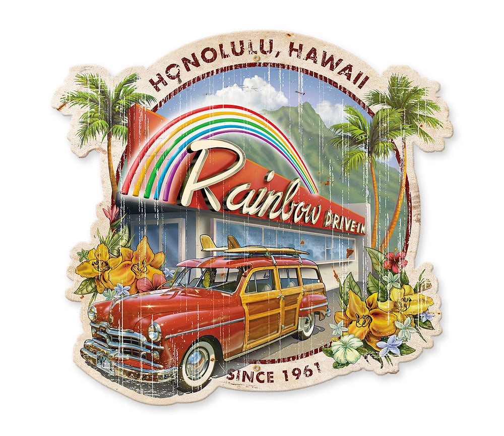 Rainbow Drive-In Metal Sign