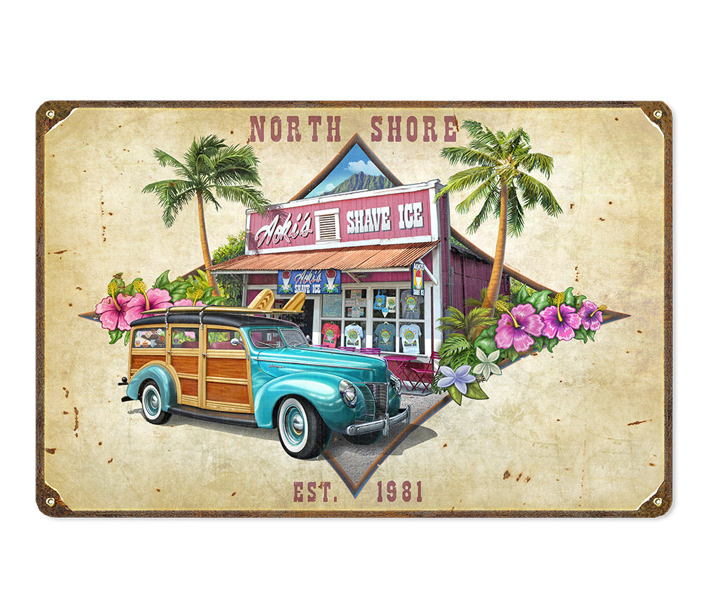 Aoki's Shave Ice Metal Sign