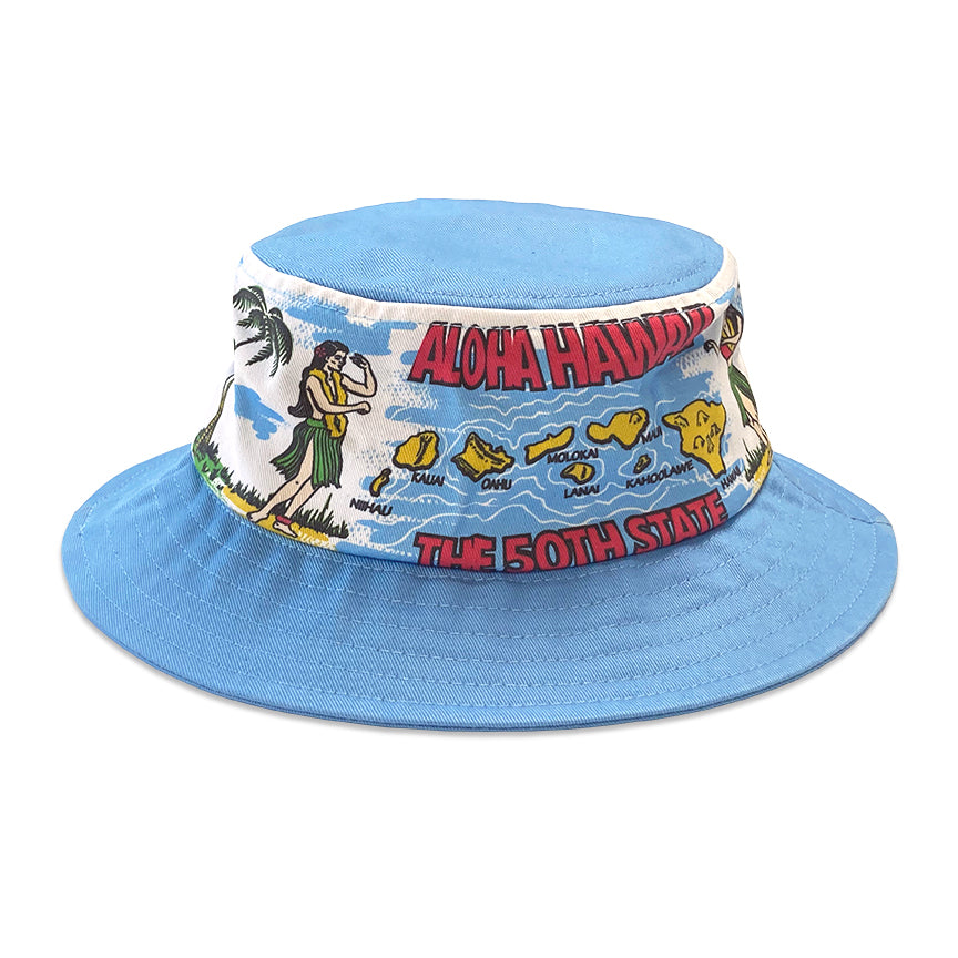 Aloha Hawaii 50th State Retro Bucket Hat