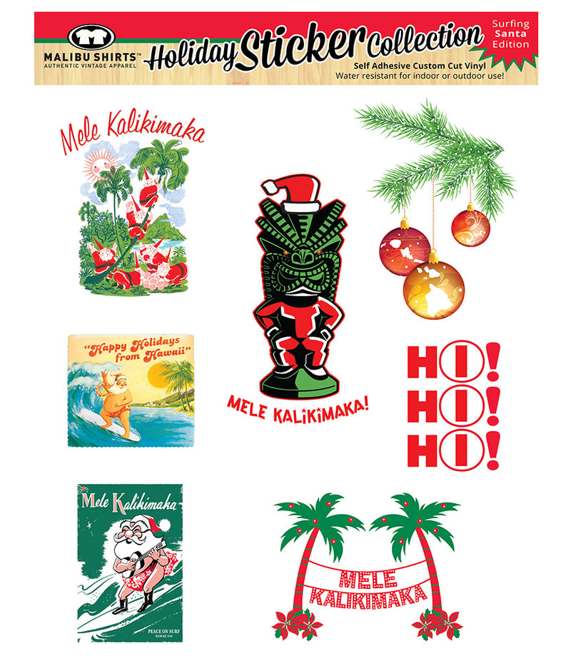 Christmas Stickers Surfing Santa Edition