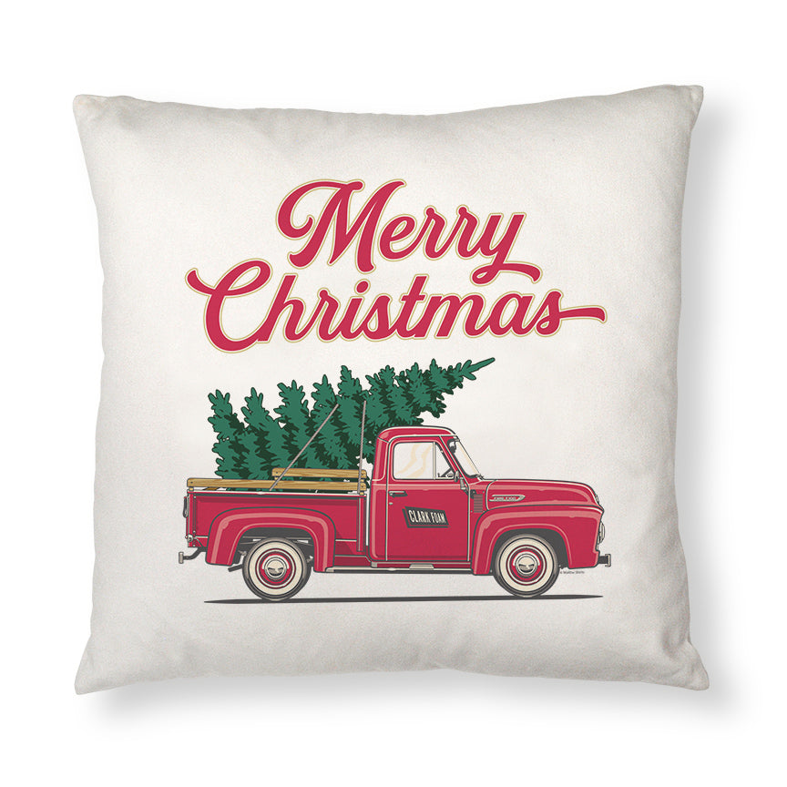 Christmas Tree Truck Throw Pillow Case