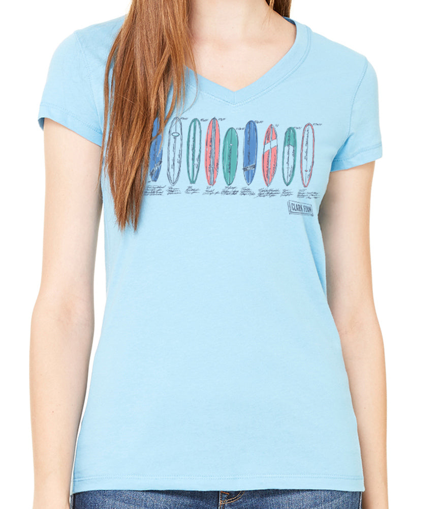 Clark Foam Color Sketch Women's V-Neck T-Shirt