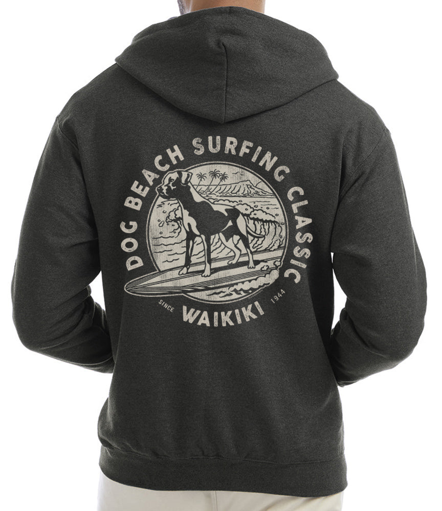 Dog Beach Surf Classic Zip Hoodie