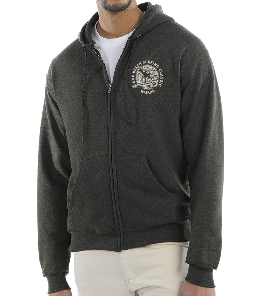 Dog Beach Surf Classic Zip Hoodie