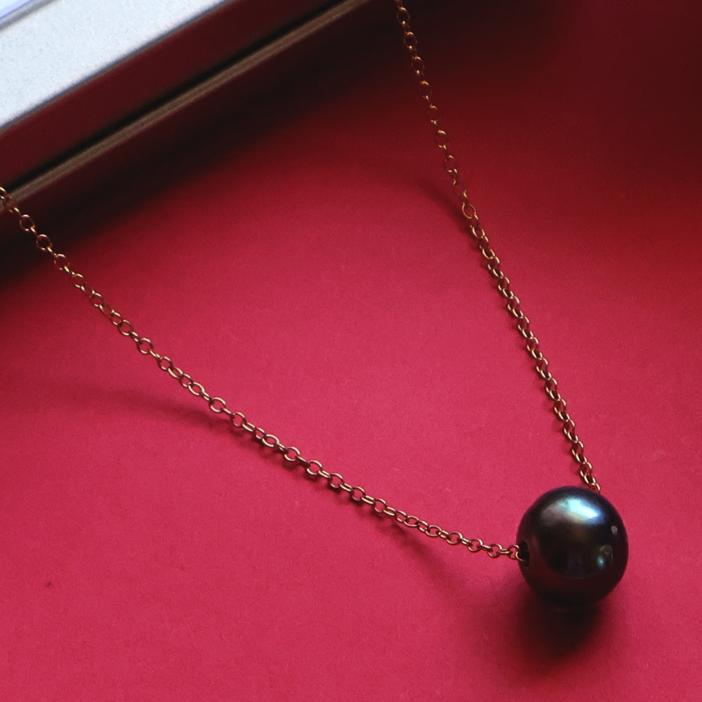 Leialoha 16" Black Pearl Gold Filled Necklace