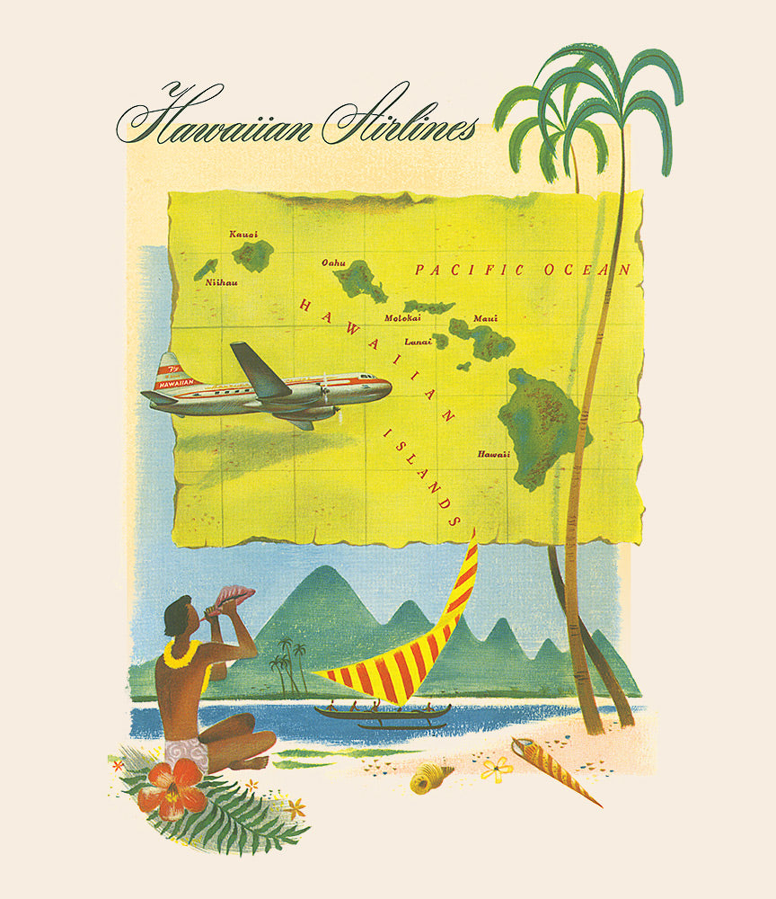 Hawaiian Airlines Vintage Map T-Shirt