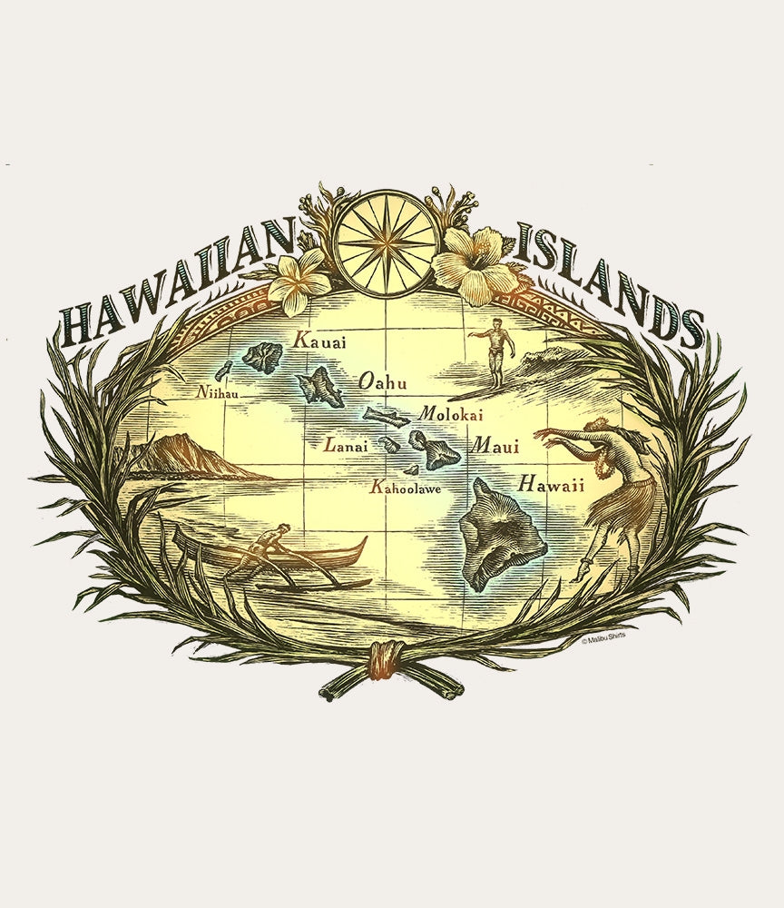 Hawaiian Islands Woodcut T-Shirt