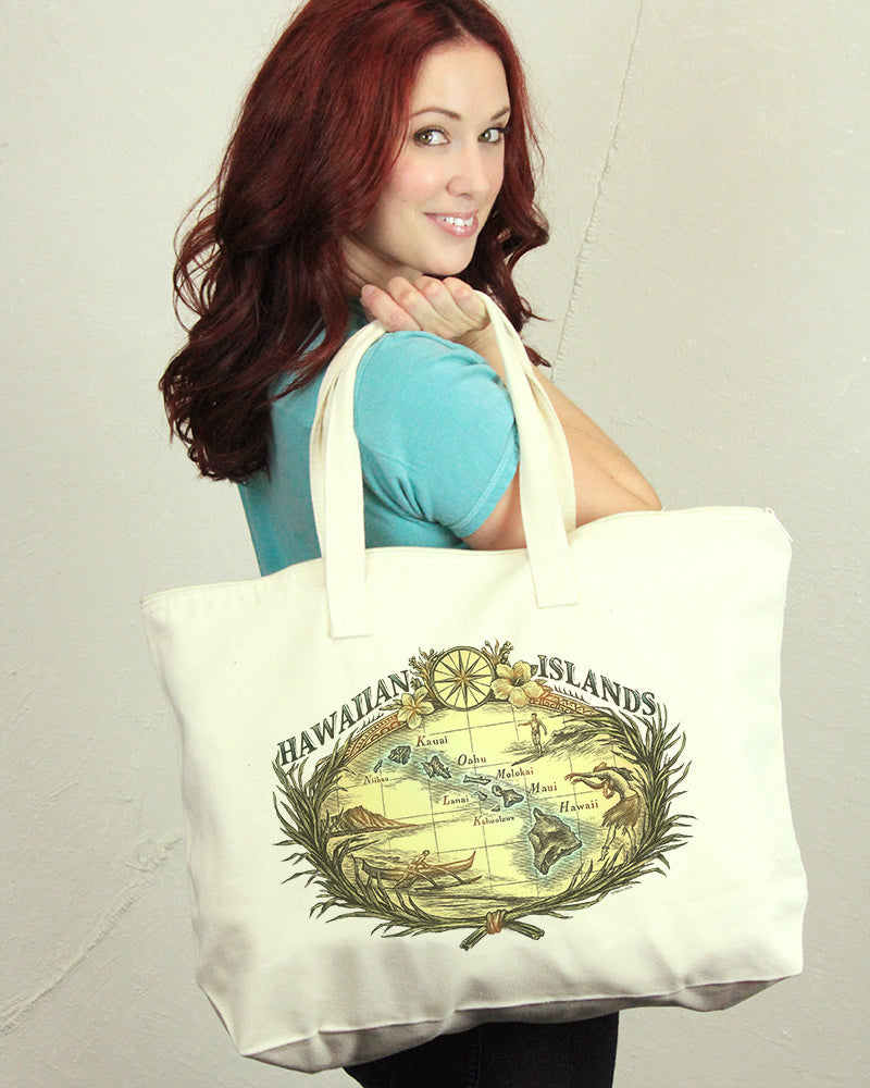 Hawaiian Islands Zip Tote