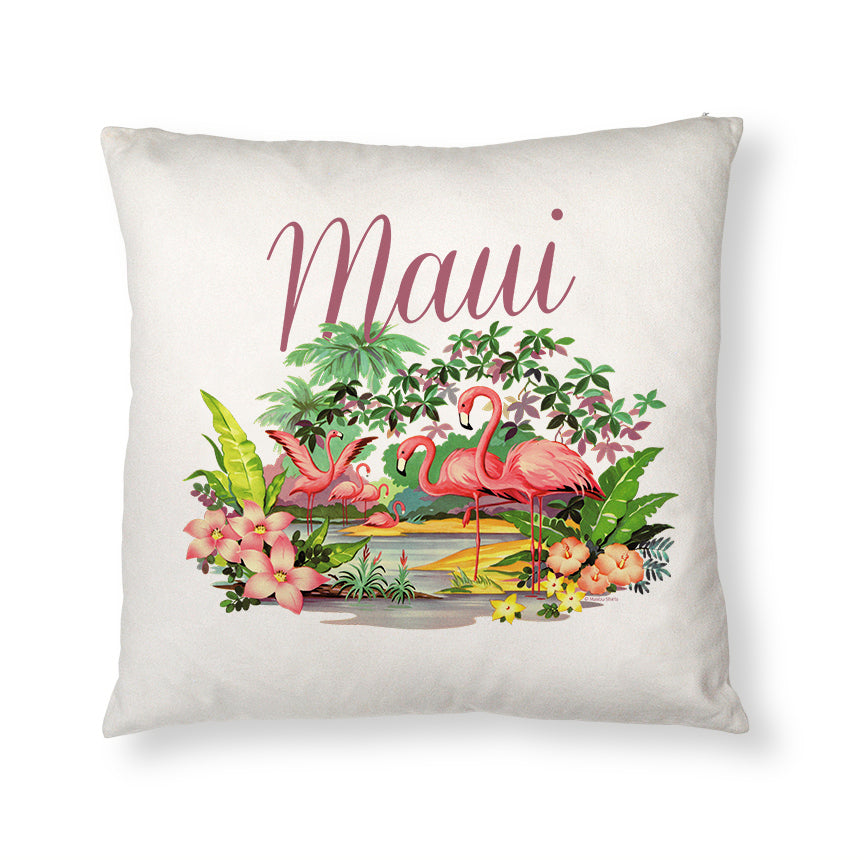 Maui Flamingos Throw Pillow Cover