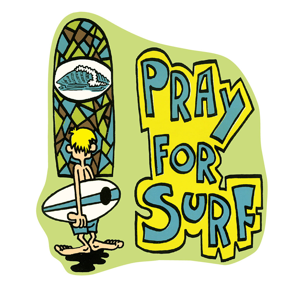 Retro Pray For Surf Sticker