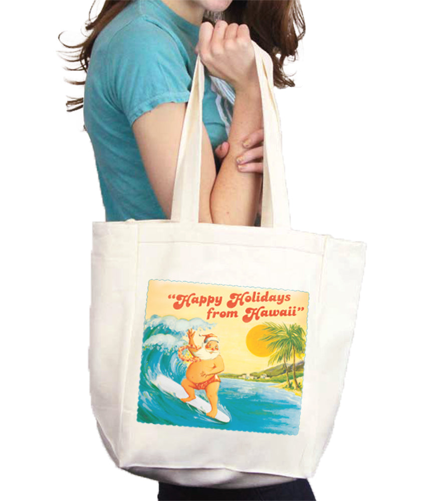 Surfing Santa Tote Bag