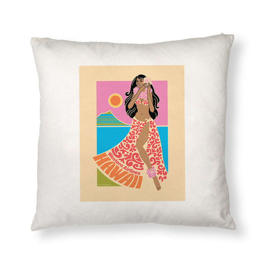 Western Airlines Hula Girl Throw Pillow Cover